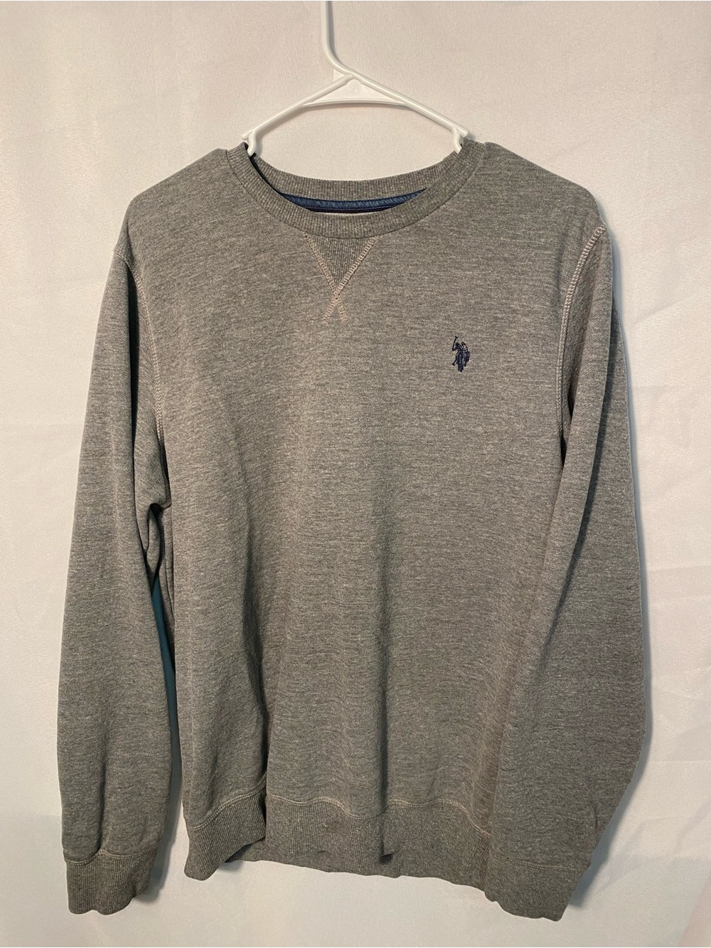 Us Polo Assn. Men’s Grey Crewneck Sweatshirt with Embroidered Pony Logo